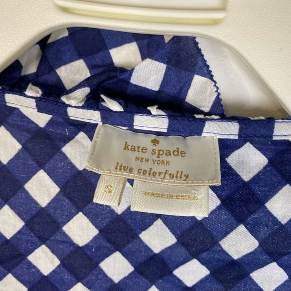 Kate Spade Malone navy white gingham tunic top Small - Picture 5 of 8